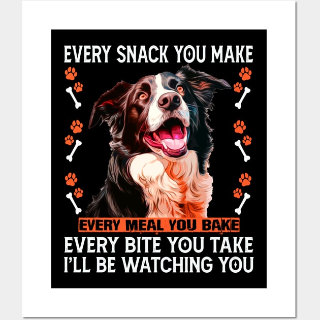 Collie Confidant: I'll Be Watching You on Vibrant Graphic Tee Wall Art by HOuseColorFULL